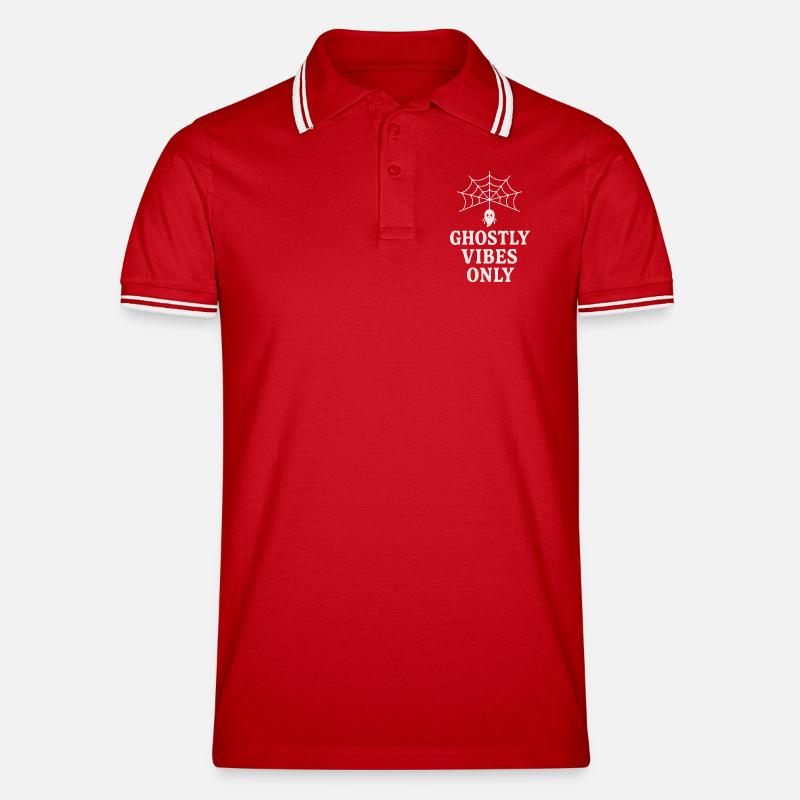 Geistlicher Spinnenweb-Print mit Geist - Männer Tipped Poloshirt - Rot/Weiß