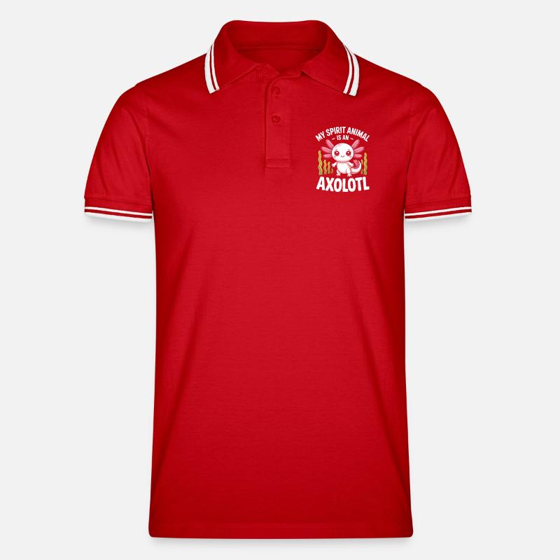 Axolotl Geisttier-Tee - Männer Tipped Poloshirt - Rot/Weiß