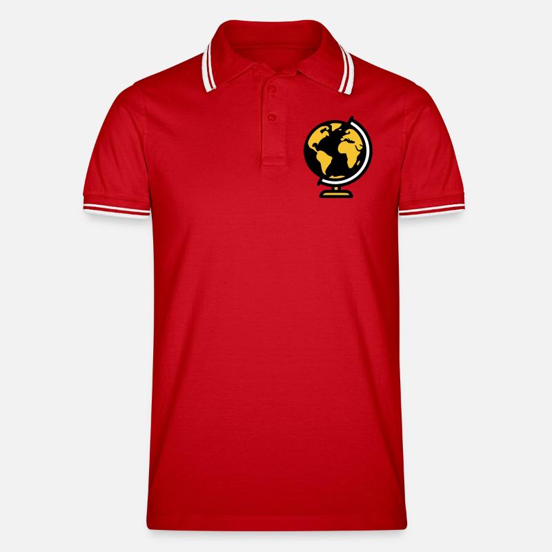 Globus Weltkugel Erde Schule - Männer Tipped Poloshirt - Rot/Weiß