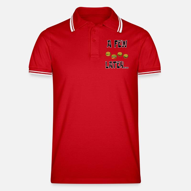 ein paar Hamburger später - Männer Tipped Poloshirt - Rot/Weiß