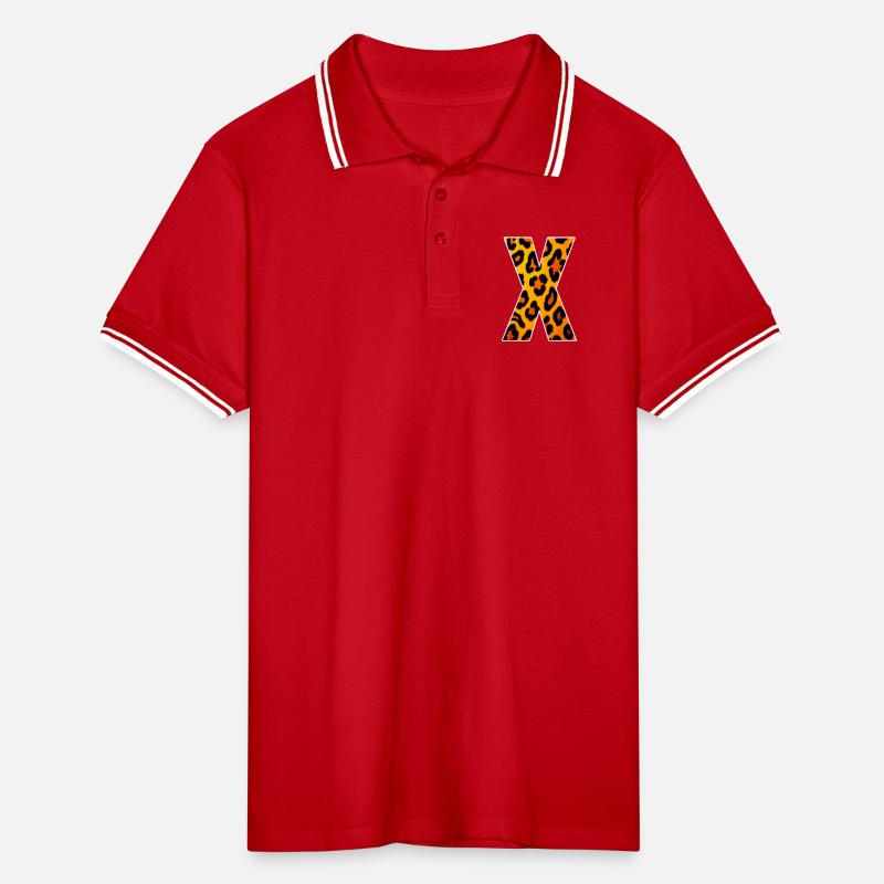Leopard X Pattern Men's Tipped Polo Shirt