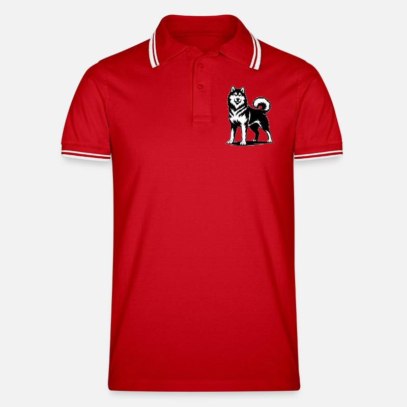 Alaskan Malamute in stolzer Pose - Männer Tipped Poloshirt - Rot/Weiß