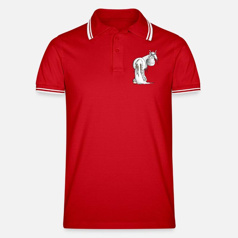 Wikinger Isländer - Pferd - Männer Tipped Poloshirt - Rot/Weiß