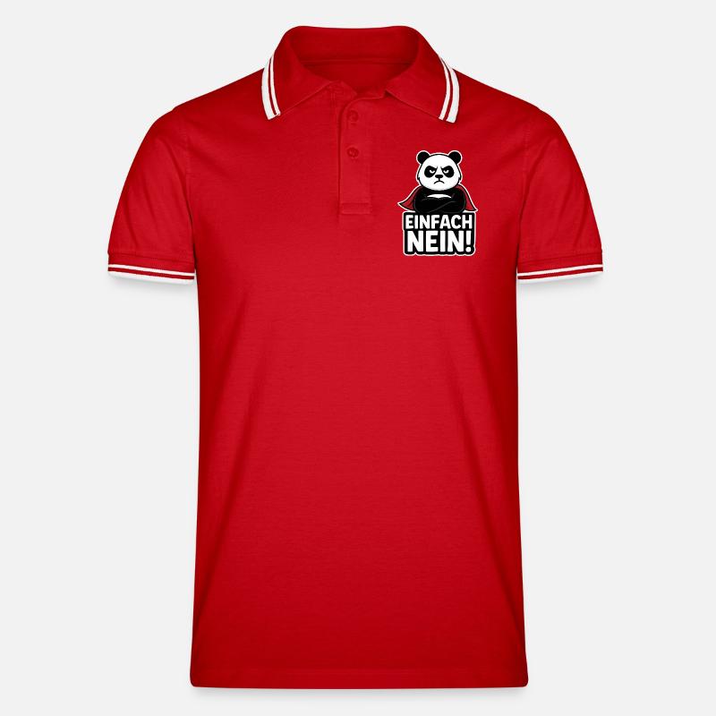 Panda Superheld: Einfach Nein - Männer Tipped Poloshirt - Rot/Weiß