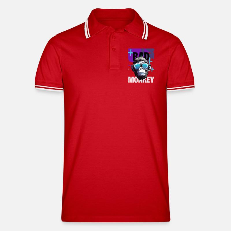Bad Monkey Neon Sonnenbrille - Männer Tipped Poloshirt - Rot/Weiß