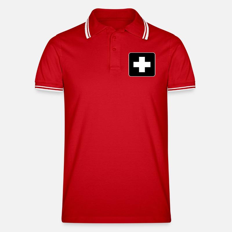 Help - Männer Tipped Poloshirt - Rot/Weiß
