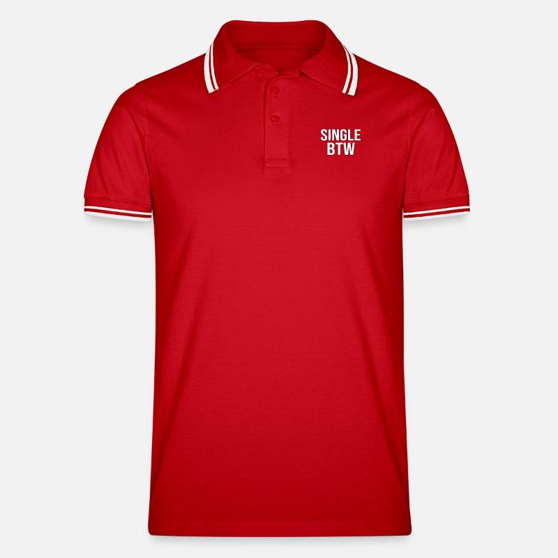 Single BTW Bold Monochrome - Männer Tipped Poloshirt - Rot/Weiß