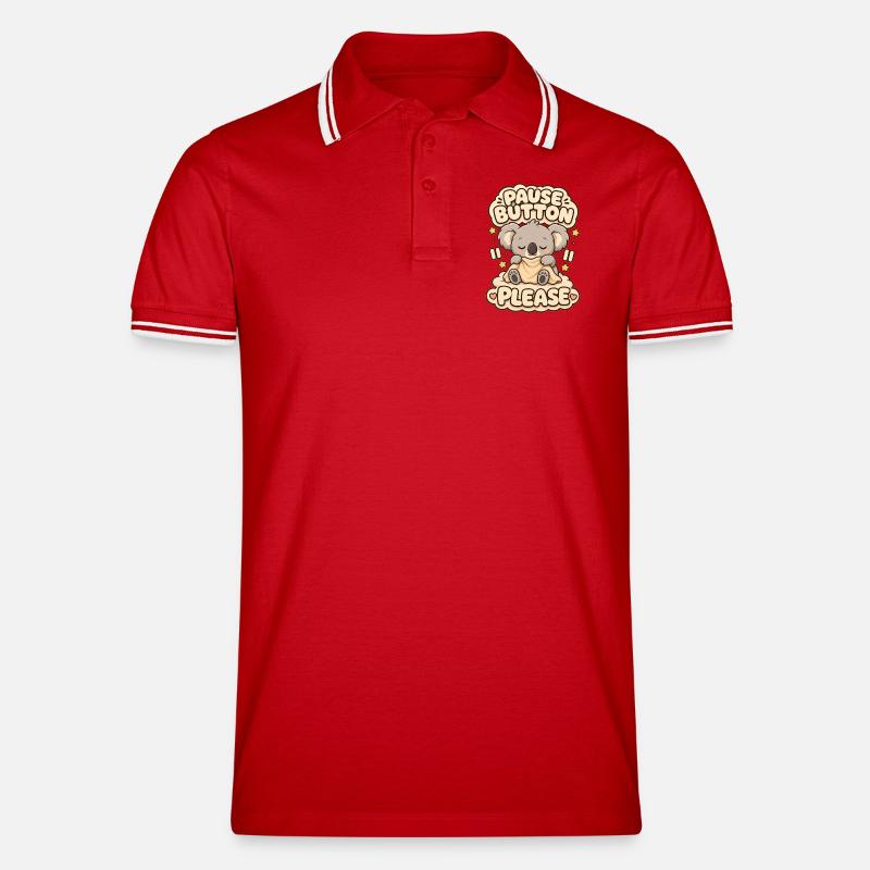 Pause Button Please Koala - Männer Tipped Poloshirt - Rot/Weiß