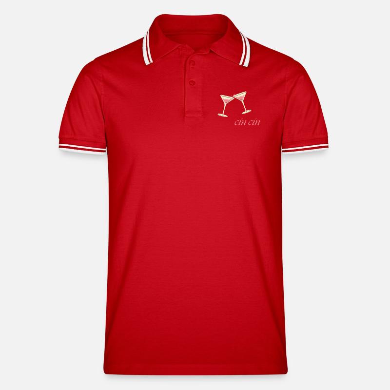 Cin cin - Männer Tipped Poloshirt - Rot/Weiß