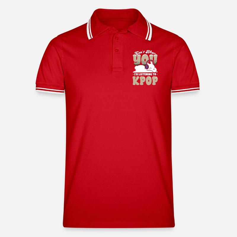 Kpop Hase mit Kopfhörern - Männer Tipped Poloshirt - Rot/Weiß