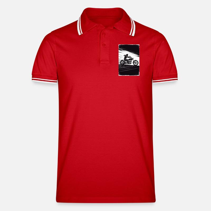 Chopper_Biker_Artwork_Collection_R02 - Männer Tipped Poloshirt - Rot/Weiß