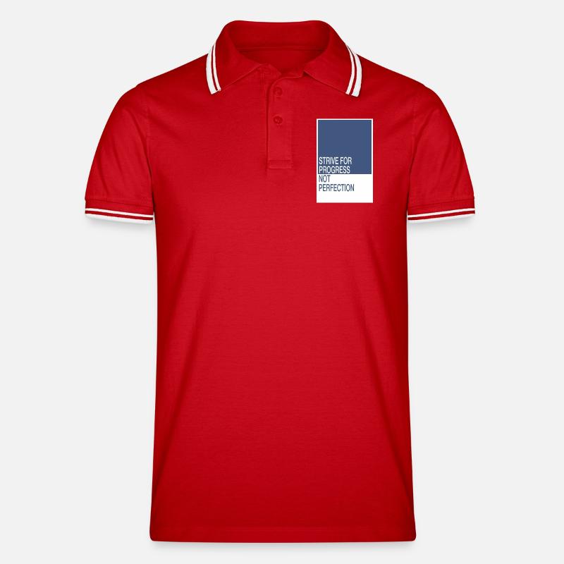 Strive for Progress, Not Perfection - Männer Tipped Poloshirt - Rot/Weiß