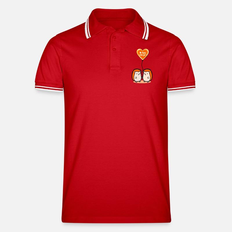 Ich liebe euch, Igel - Männer Tipped Poloshirt - Rot/Weiß