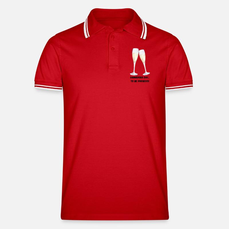 Prosecco Gläser - Männer Tipped Poloshirt - Rot/Weiß
