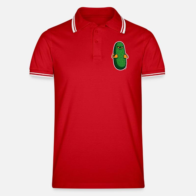Grumpy Pickle Maskottchen - Männer Tipped Poloshirt - Rot/Weiß