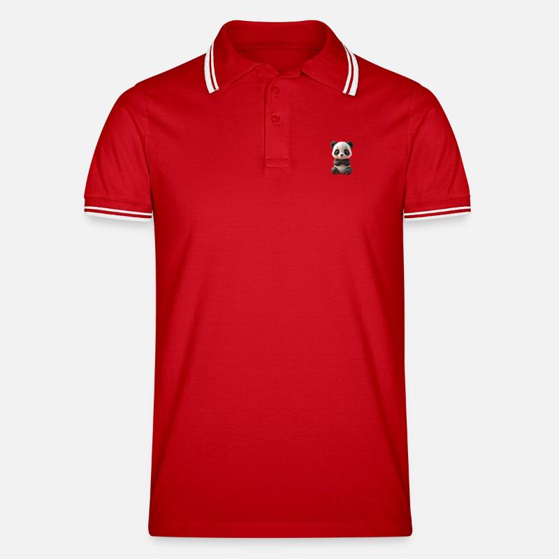 Panda le plus mignon - Polo tipped Homme - rouge/blanc