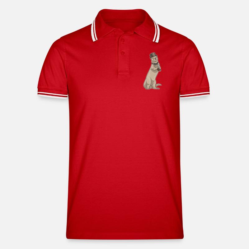 Otter Bräutigam Ehering Hochzeit - Männer Tipped Poloshirt - Rot/Weiß