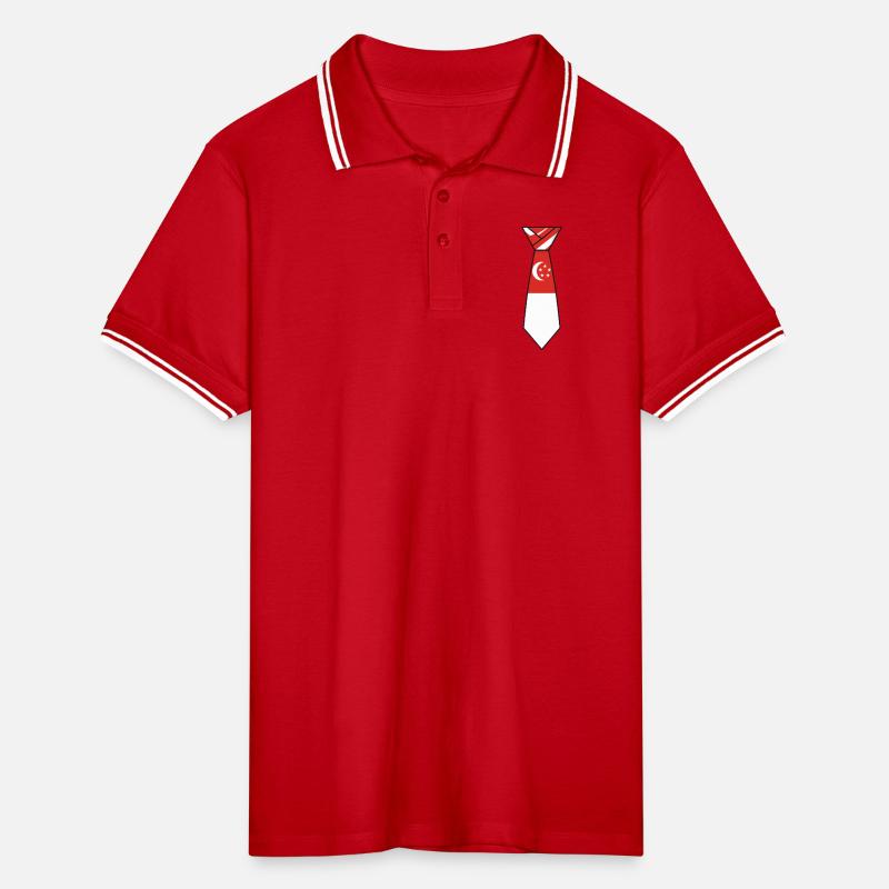 Cravate de Singapour – Conception du drapeau Polo tipped Homme
