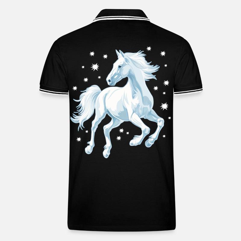 Pferd mit Sternen - Männer Tipped Poloshirt - Schwarz/Weiß