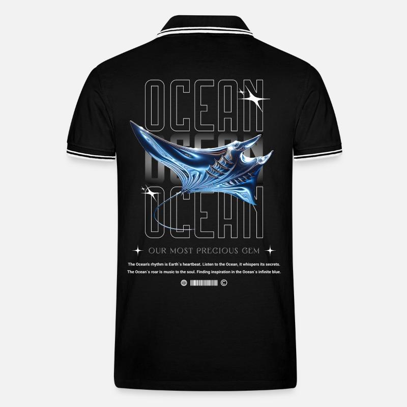 Ocean Manta Kostbarer Schatz - Männer Tipped Poloshirt - Schwarz/Weiß