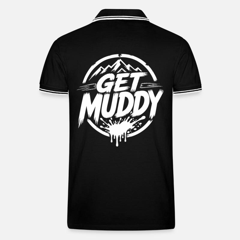Get Muddy - White Logo  - Männer Tipped Poloshirt - Schwarz/Weiß