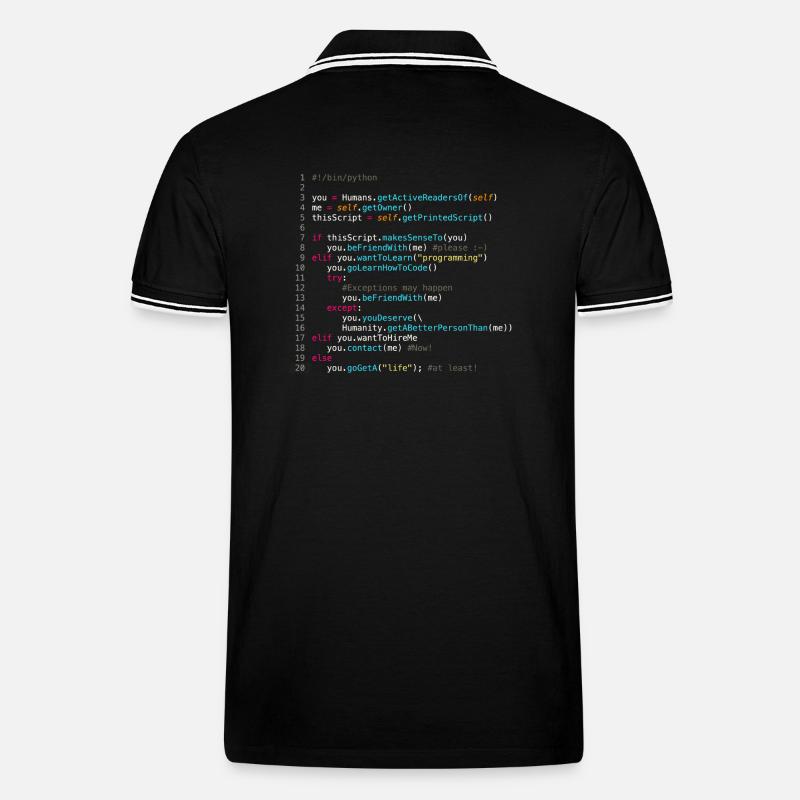 Sei mit Programmierern befreundet (in Python) - Männer Tipped Poloshirt - Schwarz/Weiß