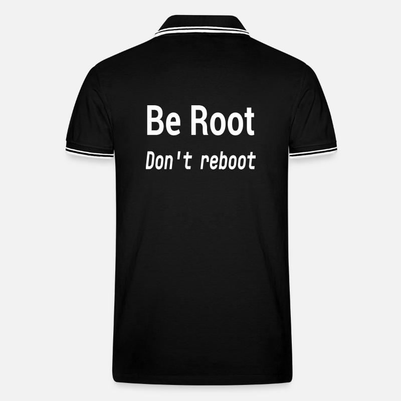 Be Root Don't Reboot – Geek-Humor - Männer Tipped Poloshirt - Schwarz/Weiß