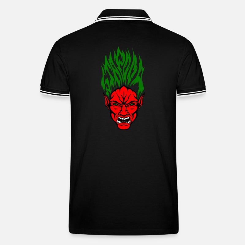 Stapooa Dämon Farbe - Männer Tipped Poloshirt - Schwarz/Weiß