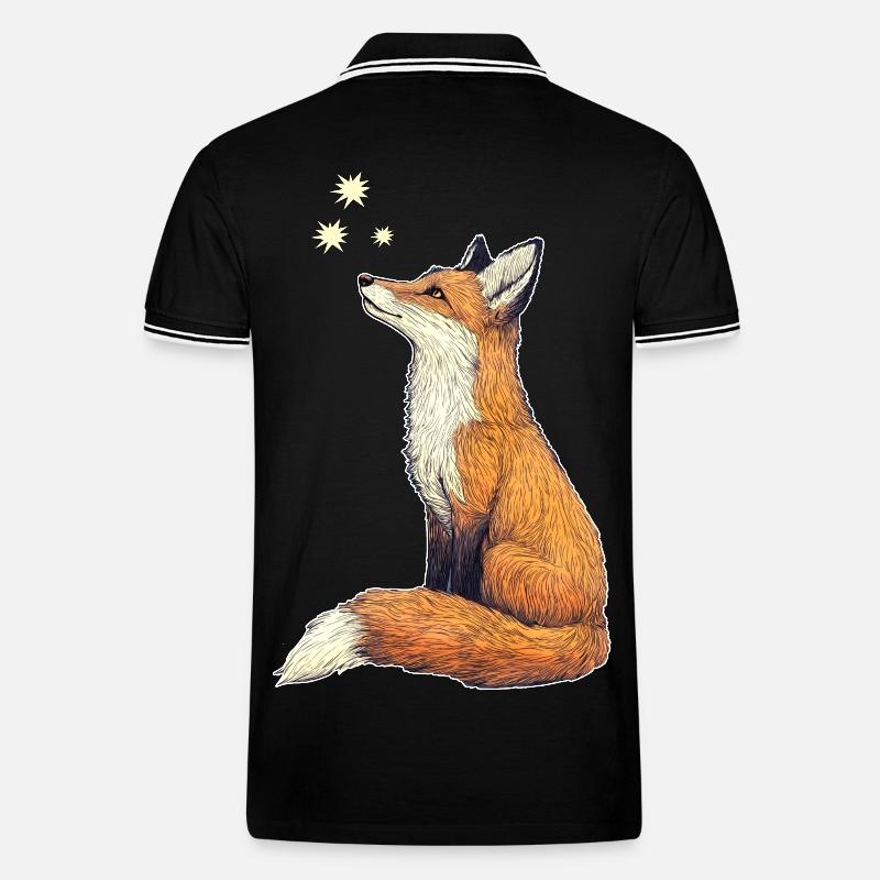 Fuchs mit Sternen - Männer Tipped Poloshirt - Schwarz/Weiß
