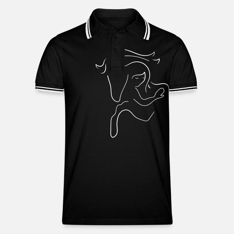 Pferd und Reiter - Männer Tipped Poloshirt - Schwarz/Weiß