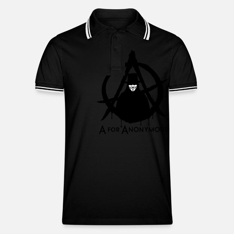 A for Anonymous 2c - Männer Tipped Poloshirt - Schwarz/Weiß
