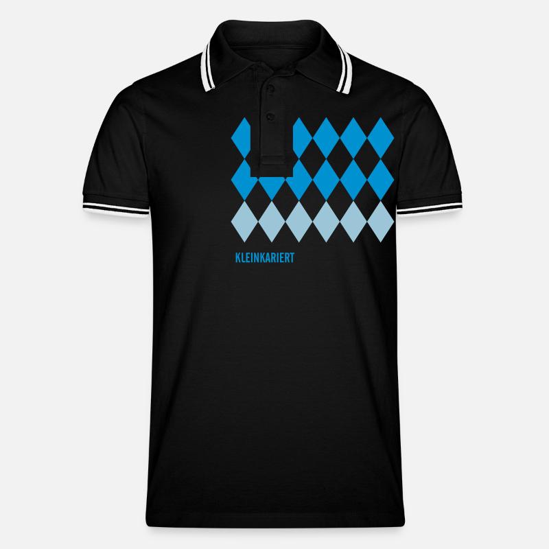 Kleinkariert - Männer Tipped Poloshirt - Schwarz/Weiß