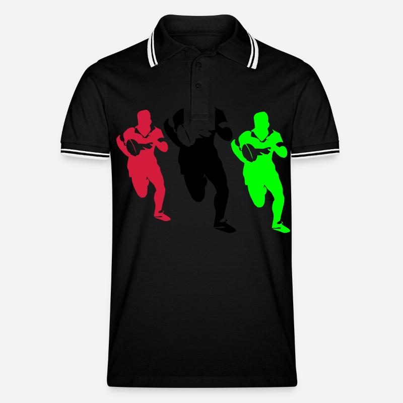 rugby - Men's Tipped Polo Shirt - black/white