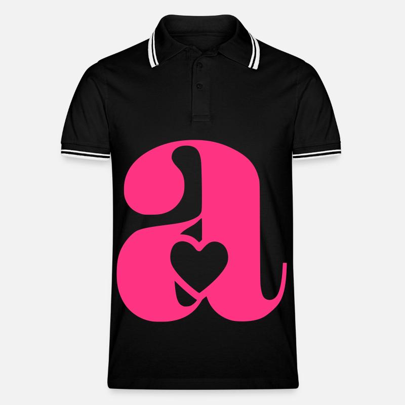 Buchstabe A Anfangsbuchstabe mit Herz - Männer Tipped Poloshirt - Schwarz/Weiß