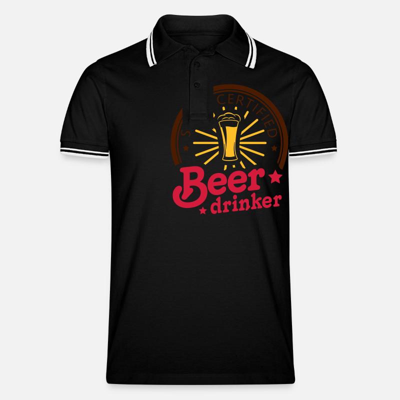 state certified beerdrinker - Männer Tipped Poloshirt - Schwarz/Weiß