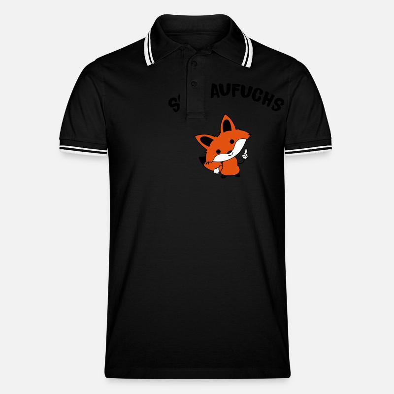 schlaufuchs_02 - Männer Tipped Poloshirt - Schwarz/Weiß