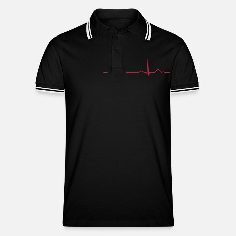 EKG Sinusrhythmus - Männer Tipped Poloshirt - Schwarz/Weiß