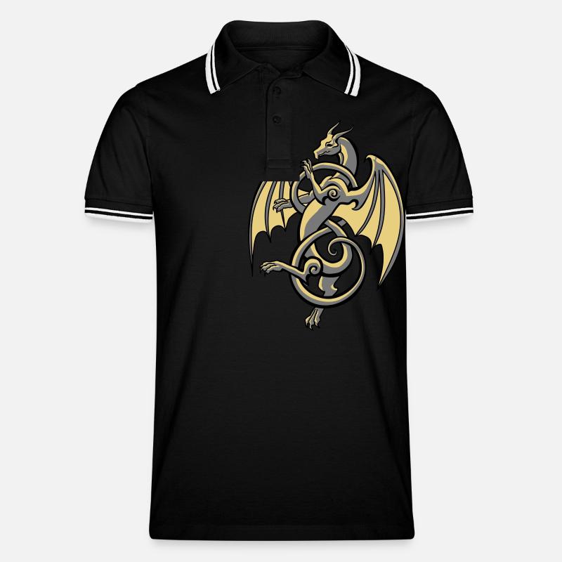 Keltischer Drache - Männer Tipped Poloshirt - Schwarz/Weiß