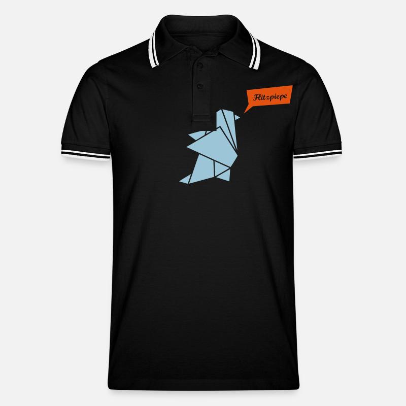 Pinguin Sprechblase - Männer Tipped Poloshirt - Schwarz/Weiß