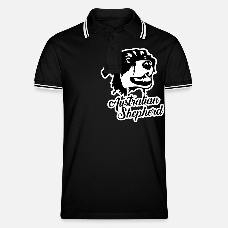 Australian Shepherd - Männer Tipped Poloshirt - Schwarz/Weiß