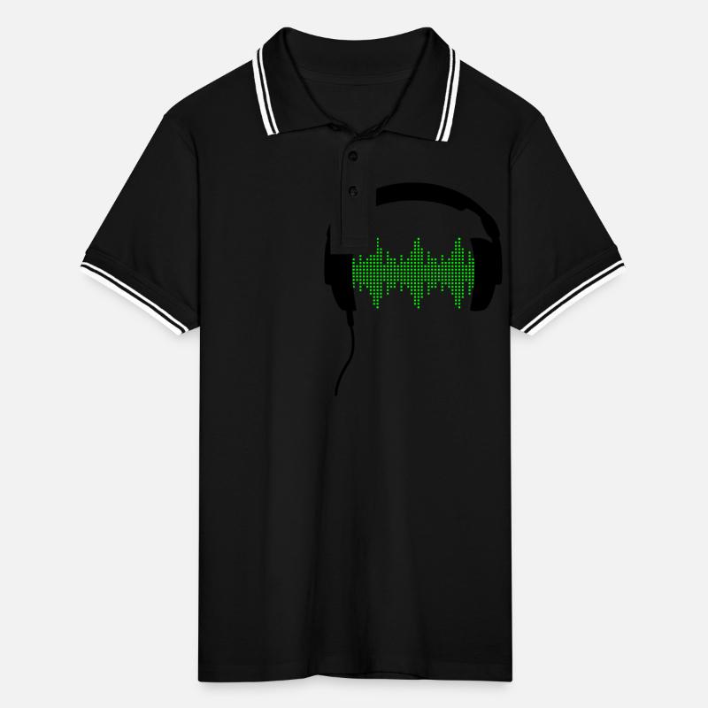 DJ headphone rhytm frequency equalizer Men's Tipped Polo Shirt