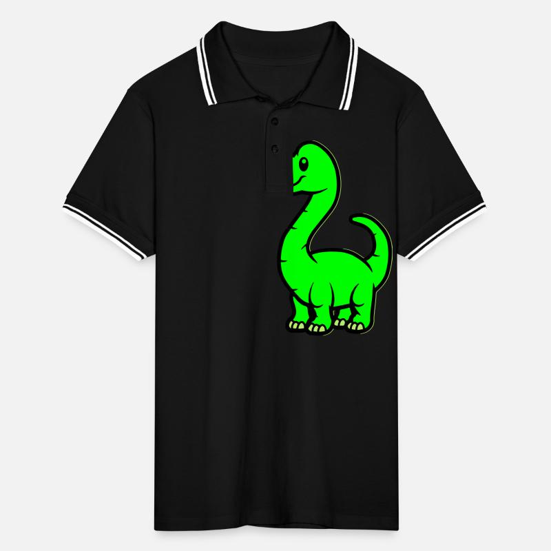 Dinosaur Brontosaurus Comic Men's Tipped Polo Shirt