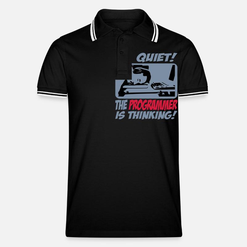 theprogrammer_3c - Männer Tipped Poloshirt - Schwarz/Weiß