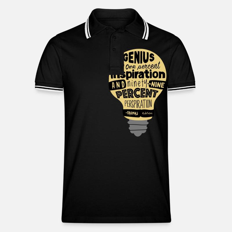 Zitat | Thomas Edison - Männer Tipped Poloshirt - Schwarz/Weiß