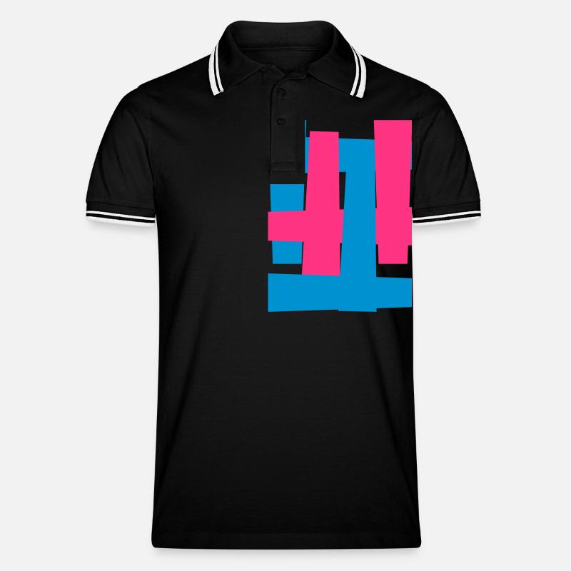 Abstrakt - Männer Tipped Poloshirt - Schwarz/Weiß