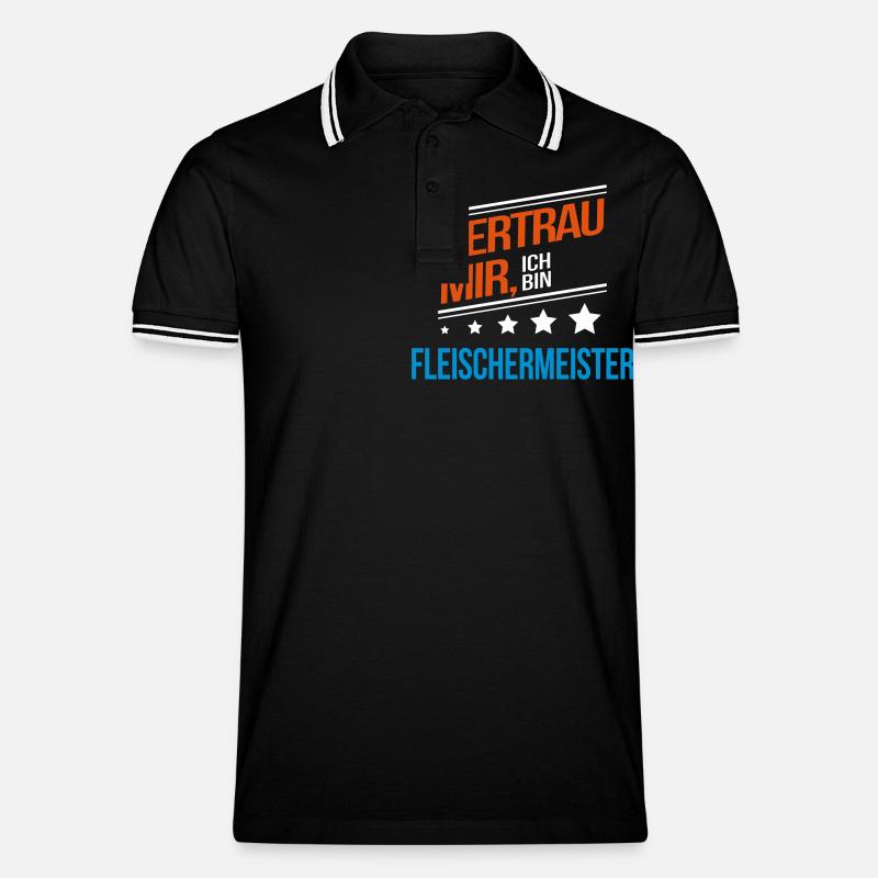 Fleischermeister Beruf Geschenk - Männer Tipped Poloshirt - Schwarz/Weiß
