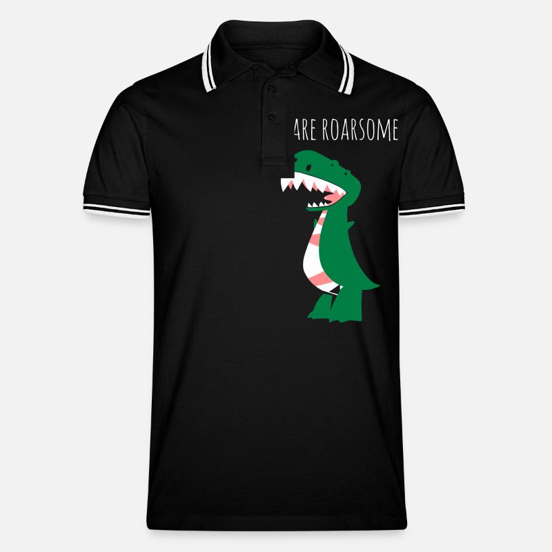 Trex Spruch - Männer Tipped Poloshirt - Schwarz/Weiß