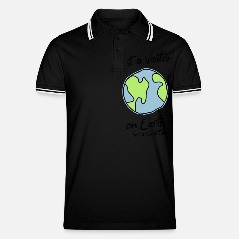 Visitor on Earth - Männer Tipped Poloshirt - Schwarz/Weiß