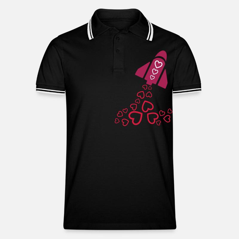 peace rocket pink - Männer Tipped Poloshirt - Schwarz/Weiß