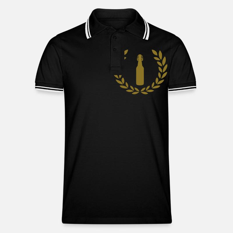 Bierflasche - Männer Tipped Poloshirt - Schwarz/Weiß
